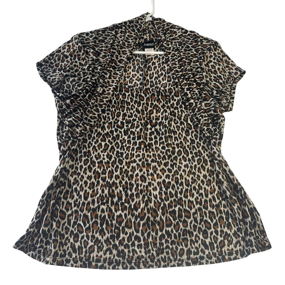 Fredericks of Hollywood Leopard Print Draped Layered Top 2XL Brown KT-4379X